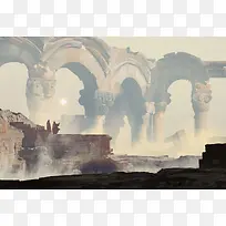 城市废墟遗迹插画-空若网 城市废墟遗迹插画-空若网