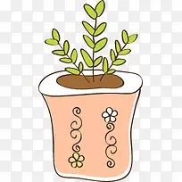 手绘小草盆栽-空若网 手绘小草盆栽-空若网