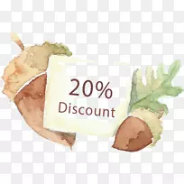 水彩画.水彩松锥折价海报-空若网 水彩画.水彩松锥折价海报-空若网