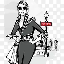 巴黎手绘时尚美女-空若网 巴黎手绘时尚美女-空若网