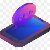 渐变2.5D手机消息矢量插画-空若网 渐变2.5D手机消息矢量插画-空若网
