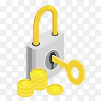 手绘金币钥匙图形-空若网 手绘金币钥匙图形-空若网