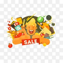 黑五打折卡通插画-空若网 黑五打折卡通插画-空若网