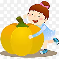 卡通小女孩抱南瓜-空若网 卡通小女孩抱南瓜-空若网
