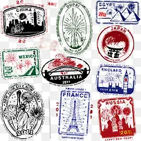 矢量地标邮票合集-空若网 矢量地标邮票合集-空若网