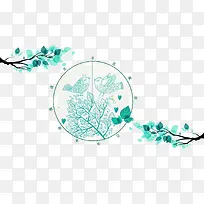 蓝色清新文艺树枝春季海报背景-空若网 蓝色清新文艺树枝春季海报背景-空若网