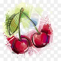 手绘水彩画樱桃-空若网 手绘水彩画樱桃-空若网