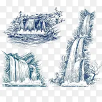 手绘瀑布风景-空若网 手绘瀑布风景-空若网