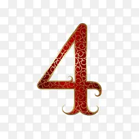 红色花纹数字4-空若网 红色花纹数字4-空若网