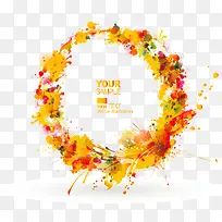 橙色清新颜料花朵边框纹理-空若网 橙色清新颜料花朵边框纹理-空若网