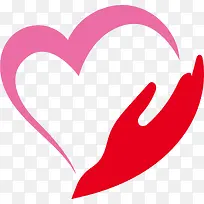 红色手掌粉色爱心-空若网 红色手掌粉色爱心-空若网