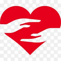 红色扁平手掌爱心-空若网 红色扁平手掌爱心-空若网