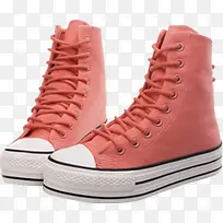 粉色可爱高帮帆布鞋-空若网 粉色可爱高帮帆布鞋-空若网