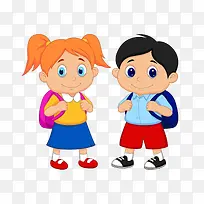 背书包的可爱男孩女孩-空若网 背书包的可爱男孩女孩-空若网