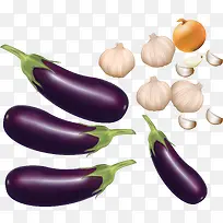 矢量蔬菜紫色茄子大蒜素材-空若网 矢量蔬菜紫色茄子大蒜素材-空若网