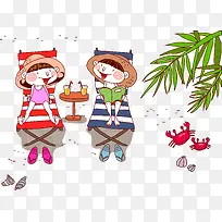 卡通海边旅游插图矢量图-空若网 卡通海边旅游插图矢量图-空若网