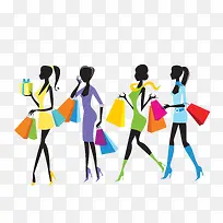 时尚购物女郎矢量素材-空若网 时尚购物女郎矢量素材-空若网
