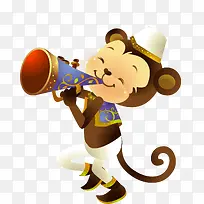 吹喇叭的猴子-空若网 吹喇叭的猴子-空若网