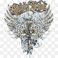 翅膀玫瑰花印花-空若网 翅膀玫瑰花印花-空若网