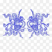 青花对称鱼-空若网 青花对称鱼-空若网