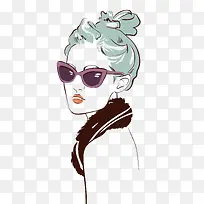 手绘时尚美女头像矢量图-空若网 手绘时尚美女头像矢量图-空若网