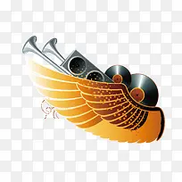 矢量金色翅膀装饰插画-空若网 矢量金色翅膀装饰插画-空若网