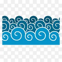 渐变蓝色海浪矢量素材-空若网 渐变蓝色海浪矢量素材-空若网