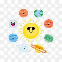 太阳系卡通矢量图-空若网 太阳系卡通矢量图-空若网