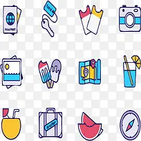 扁平化矢量夏日用品-空若网 扁平化矢量夏日用品-空若网