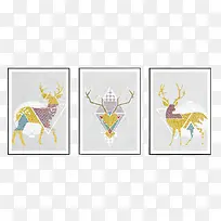 彩色麋鹿美丽装饰画-空若网 彩色麋鹿美丽装饰画-空若网