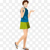 穿蓝色短袖上衣的时尚矢量美女-空若网 穿蓝色短袖上衣的时尚矢量美女-空若网