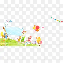 手绘草地插画-空若网 手绘草地插画-空若网