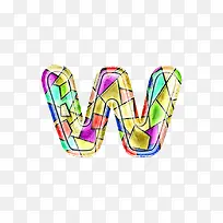 彩色玻璃字母w-空若网 彩色玻璃字母w-空若网