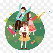 卡通人物浇水-空若网 卡通人物浇水-空若网