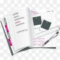 翻开的笔记本矢量png-空若网 翻开的笔记本矢量png-空若网