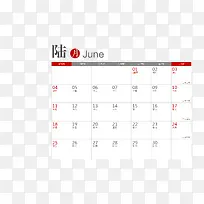 矢量2017年6月带农历日历-空若网 矢量2017年6月带农历日历-空若网