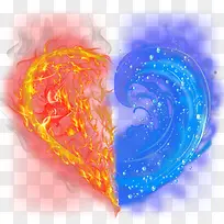 冰火两重天的心形免扣素材-空若网 冰火两重天的心形免扣素材-空若网