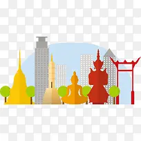 矢量曼谷插画素材-空若网 矢量曼谷插画素材-空若网