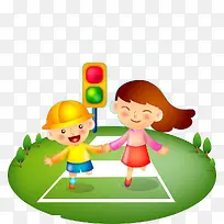 卡通儿童安全过马路-空若网 卡通儿童安全过马路-空若网
