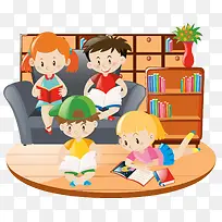 一起在图书馆看书的孩子-空若网 一起在图书馆看书的孩子-空若网