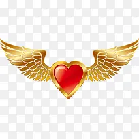 矢量心形华丽风金属质感花边翅膀-空若网 矢量心形华丽风金属质感花边翅膀-空若网