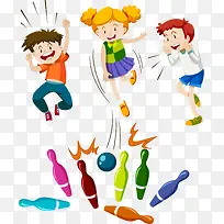 卡通儿童打保龄球插画-空若网 卡通儿童打保龄球插画-空若网