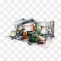 餐厅手绘设计图-空若网 餐厅手绘设计图-空若网