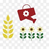 扁平化的小麦和向日葵-空若网 扁平化的小麦和向日葵-空若网