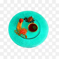 蓝色餐盘内的食物-空若网 蓝色餐盘内的食物-空若网