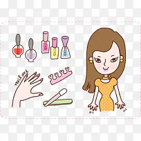 卡通时尚美女美妆指甲油-空若网 卡通时尚美女美妆指甲油-空若网