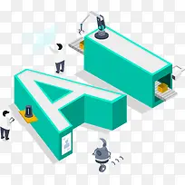 矢量扁平化设计立体字人工智能-空若网 矢量扁平化设计立体字人工智能-空若网