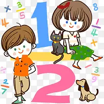 卡通手绘儿童数学-空若网 卡通手绘儿童数学-空若网