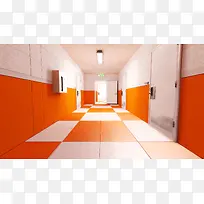 橙色瓷砖走廊海报背景-空若网 橙色瓷砖走廊海报背景-空若网