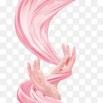 粉色丝绸与手-空若网 粉色丝绸与手-空若网